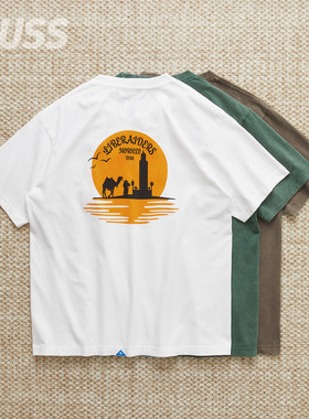 现货 LIBERAIDERS SUNSET LOGO 霜花做旧复古休闲印花短袖T恤25AW