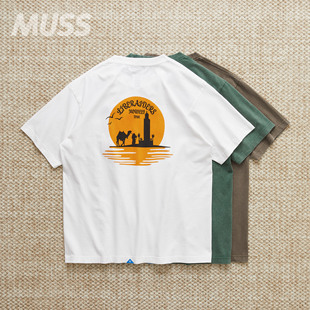 现货 LIBERAIDERS SUNSET LOGO 霜花做旧复古休闲印花短袖T恤25AW