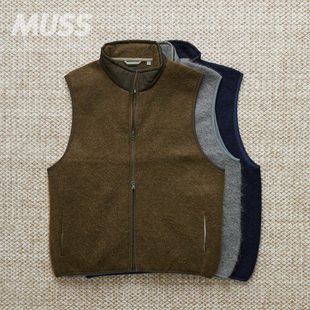 ZIP MOHAIR VEST 24AW 现货 复古马海毛立领拉链马甲 NANAMICA