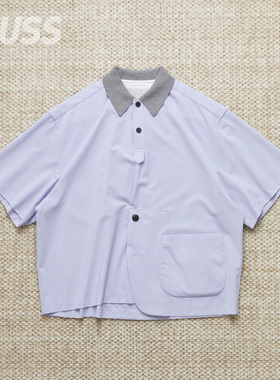 现货 KOLOR 25SCM-B03111 日产不对称翻领休闲半袖口袋衬衫 25SS