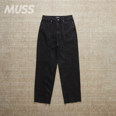 INTODUSK结构剪裁水洗磨边牛仔裤