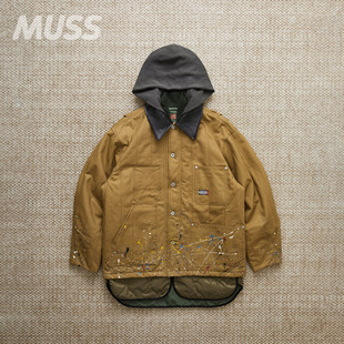 现货 LEH QUILTING DOCKING COVERALL日产三合一泼墨做旧工装夹克