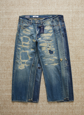 现货 FDMTL CLASSIC FIT日产糜烂做旧补丁水洗冈山赤耳牛仔裤25AW