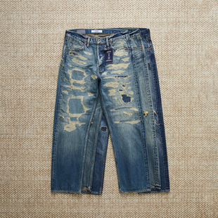 现货 FDMTL CLASSIC FIT日产糜烂做旧补丁水洗冈山赤耳牛仔裤25AW