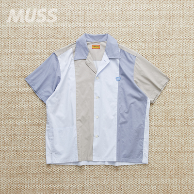HUMANMADE复古撞色拼接短袖衬衫
