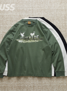 现货 HUMAN MADE GRAPHIC L/S T-SHIRT 日产水彩鸭子图案长袖T恤