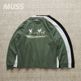 GRAPHIC 日产水彩鸭子图案长袖 HUMAN T恤 SHIRT MADE 现货