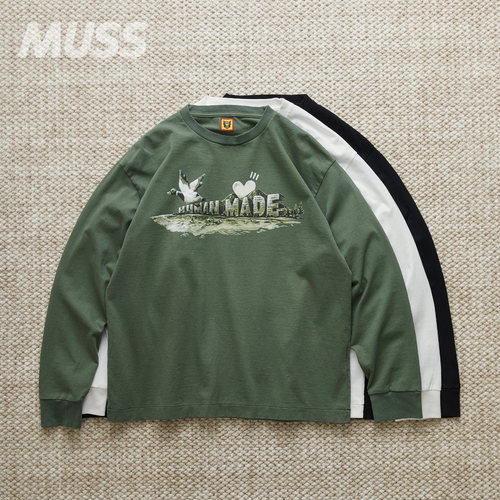 HUMANMADE长袖日产水彩鸭子图案