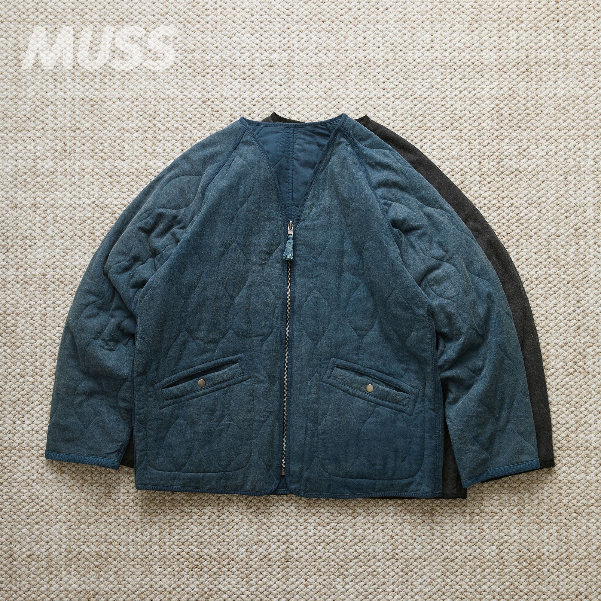 ATA法兰绒复古做旧纯棉绗缝夹克