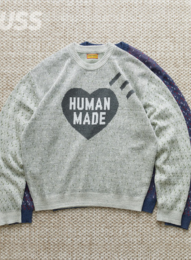 现货 HUMAN MADE HEART KNIT SWEATER 复古爱心图案针织毛衣 25SS