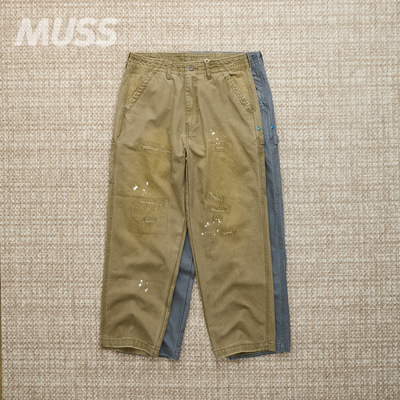 LIBERAIDERS擦色补丁泼墨工装裤