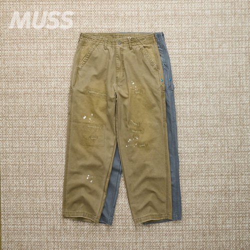 LIBERAIDERS擦色补丁泼墨工装裤