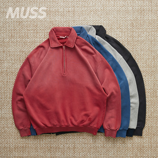 FARAH 褪色水洗做旧半拉链翻领卫衣 VINTAGE ZIP 25AW HALF 现货