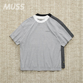 简约休闲条纹刺绣宽松短袖 现货 T恤 STRIPED TEE FARAH MULTI