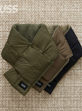 现货 TAION REVERSIBLE DOWN SCARF 军事线保暖羽绒抓绒防风围巾