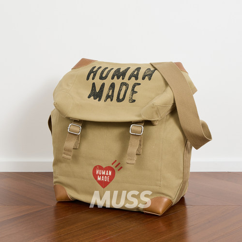 现货 HUMAN MADE CANVAS SHOULDER 做旧军事复古帆布邮差包 25AW