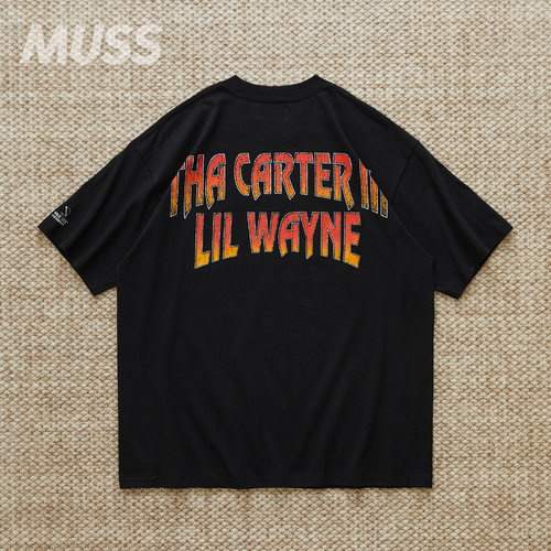 现货 MAGIC STICK THA CARTER III 做旧破坏歌词标语短袖T恤24SS
