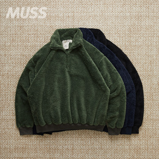 FLEECE 现货 SHAGGY RELIEF 日产半拉链摇粒绒复古休闲卫衣 REMI