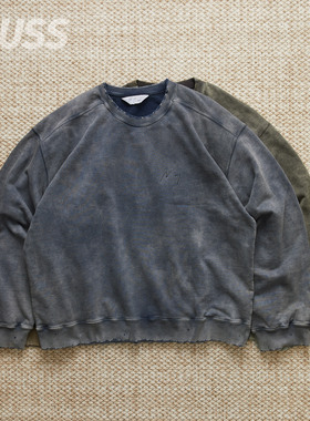 现货 ANCELLM EMBROIDERY SWEAT 日产水洗做旧刺绣圆领卫衣 25AW
