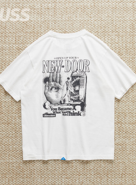 现货 LIBERAIDERS NEW DOOR TEE 做旧复古印花天竺棉短袖T恤