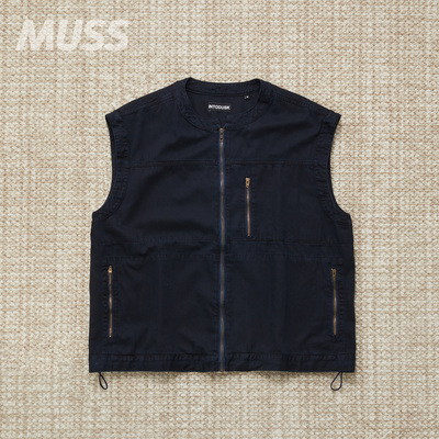 INTODUSK秘鲁制水洗做旧拉链马甲