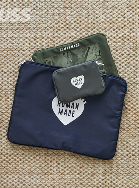 现货 HUMAN MADE TRAVEL CASE 尼龙爱心透明手拿旅行包化妆包