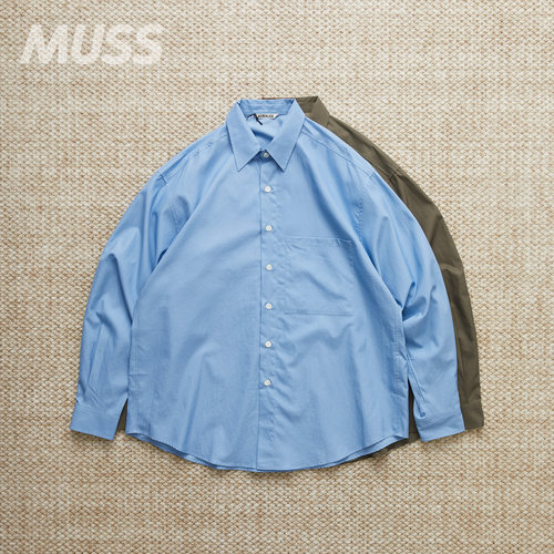 现货 AURALEE WASHED FINX BIG 日产埃及棉休闲口袋长袖衬衫 25AW