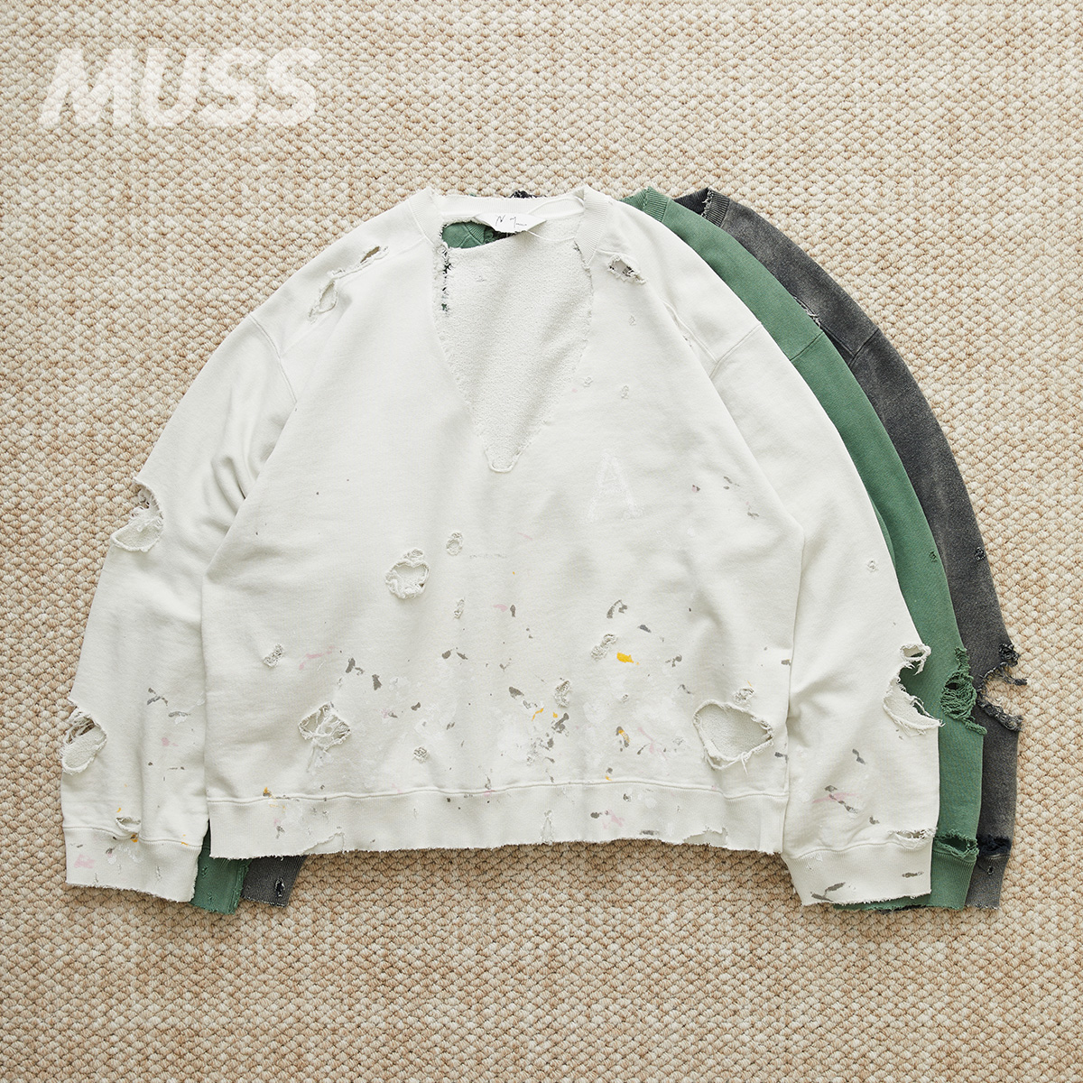 ANCELLM日产复古破坏做旧运动衫