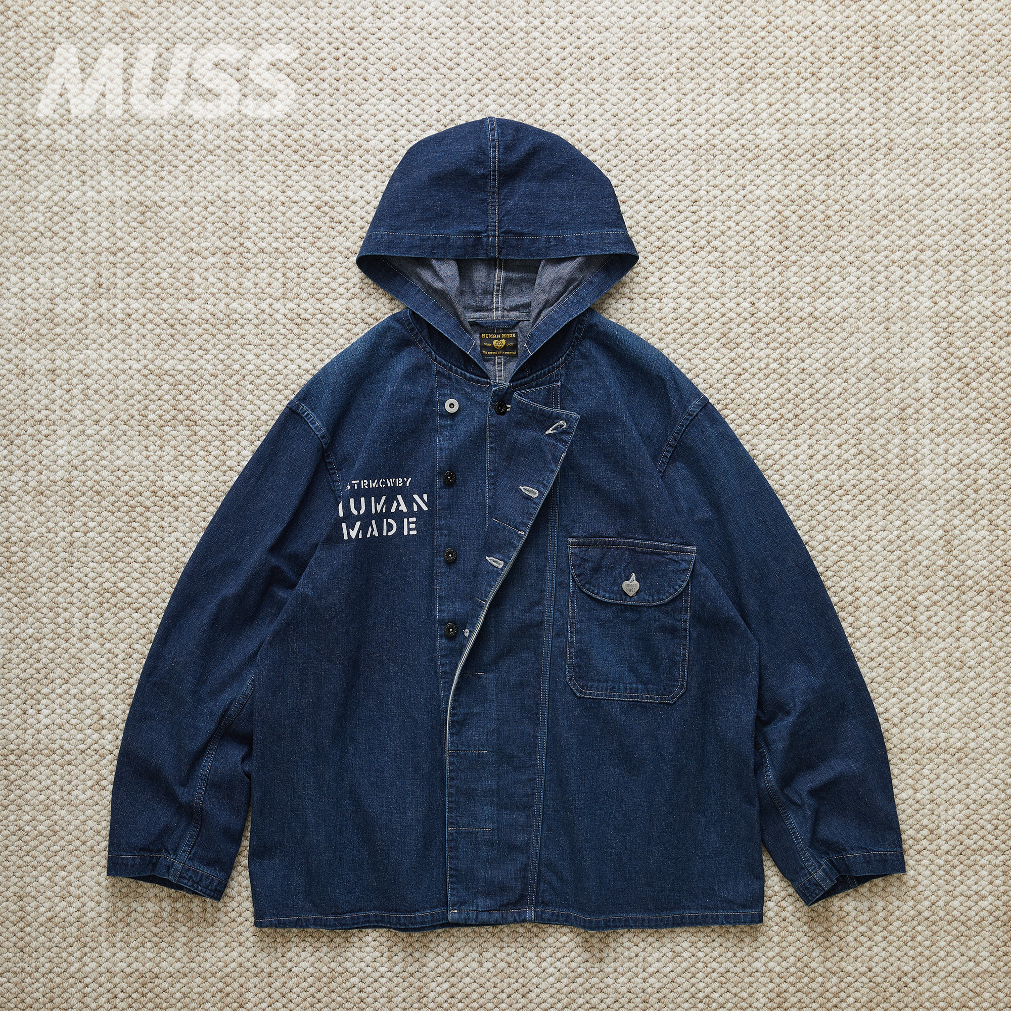HUMANMADE水洗连帽牛仔夹克