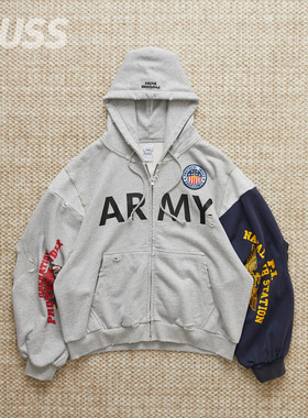 现货 PROTOCOL INDEX ZIP HOODIE 拼接重构做旧破坏拉链卫衣25AW