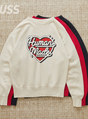 现货 HUMAN MADE TSURIAMI 日本制爱心字母休闲圆领卫衣24AW