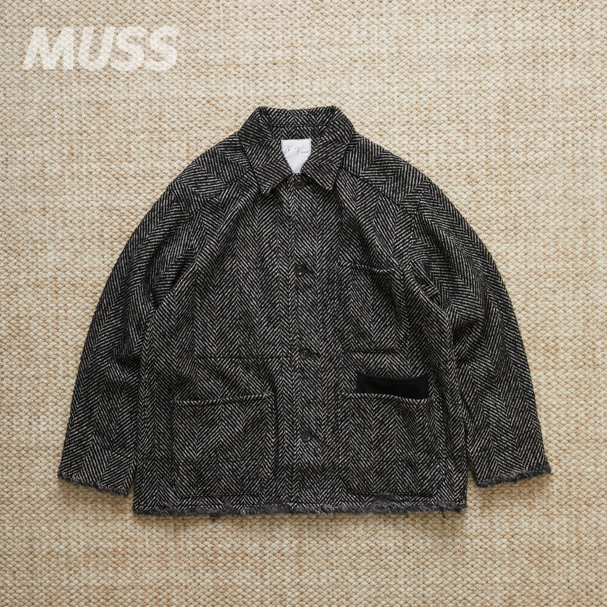 ANCELLM日产羊毛串珠人字纹夹克