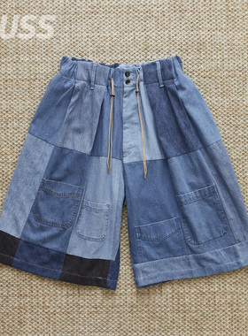 现货 SILLAGE CIRCULAR SHORTS DENIM日产REMAKE拼接牛仔短裤24SS