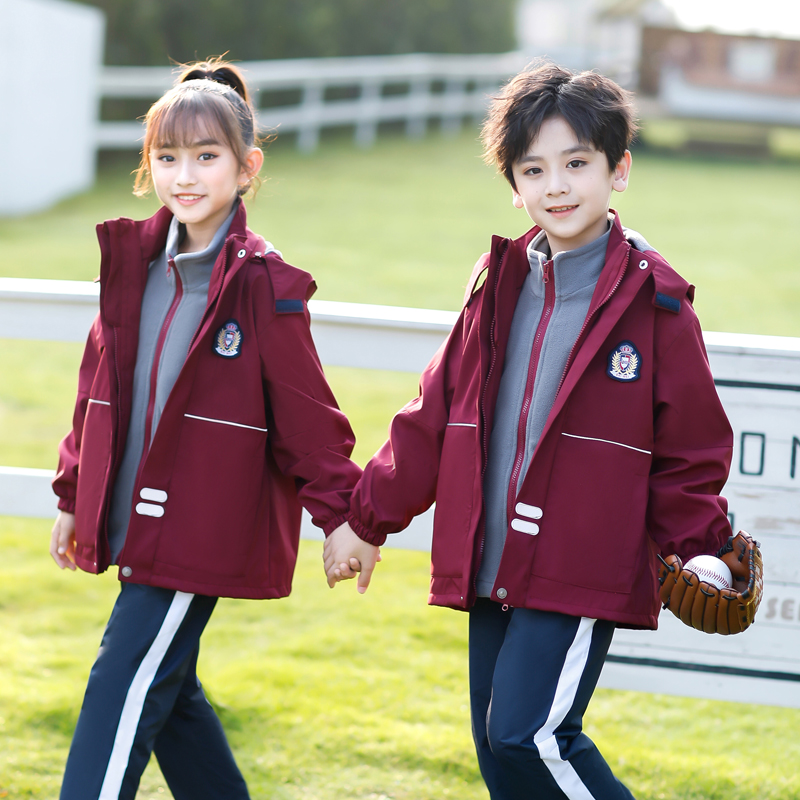 班服小学生校服冲锋衣套装三件套幼儿园园服秋冬装儿童一年级棉服