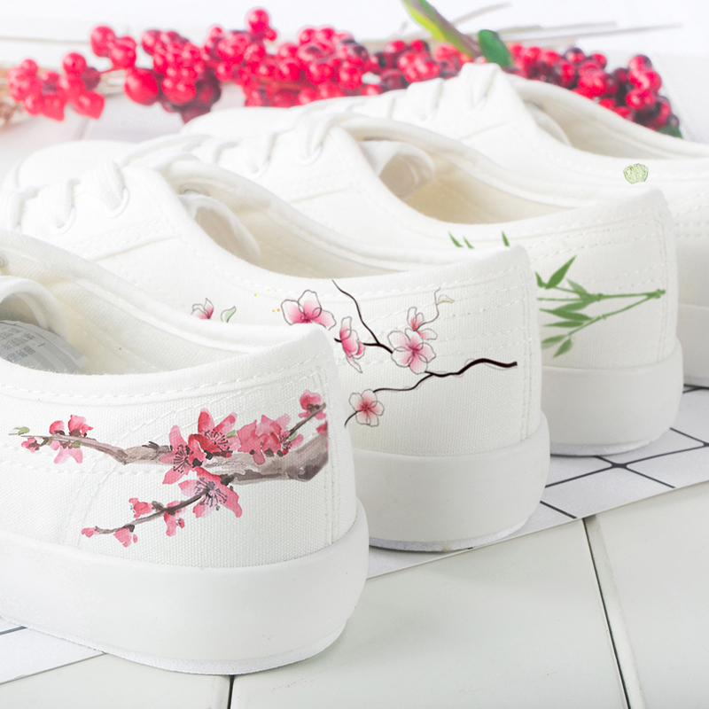 Ten peach Antiquity collocation Hanfu literature canvas shoe student leisure time Flat bottom White shoes Flat bottom lightin the Women's Shoes, Canvas shoes  category - from Buy2taobao.com to provide professional Taobao agent buy service