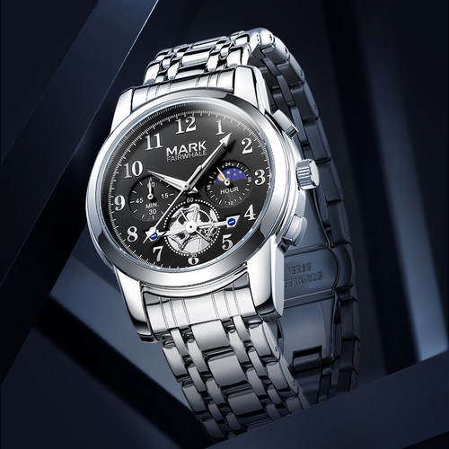马克华菲名牌正品手表男士男款看时间镂空学生防水机械表夜光礼物