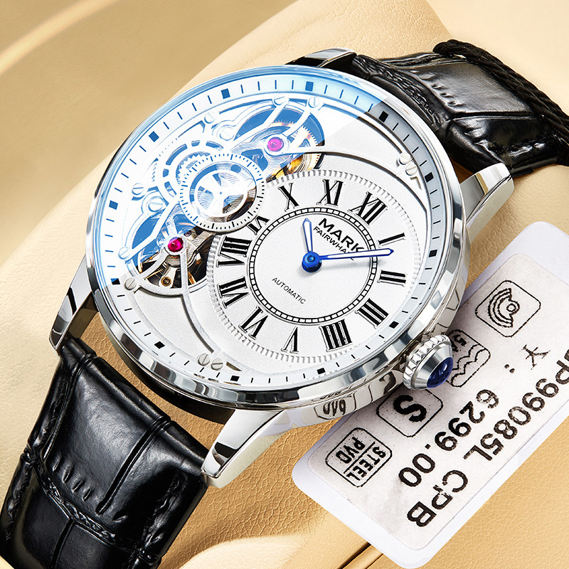 马克华菲男士手表男款全自动机械表防水镂空男表送男友生日礼物