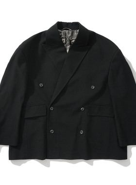 Army Logic 24FW 秋冬季西装外套男黑色高级感痞帅双排扣宽松上衣