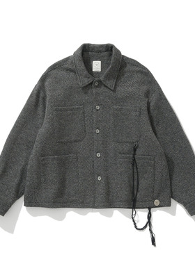 Army Logic 24FW 秋冬季短外套男灰色短款翻领多口袋高级质感上衣