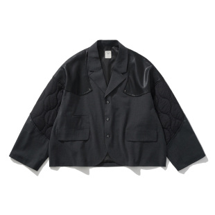 Logic 秋冬季 Army 24FW 解构拼接pu皮衣西服 宽松西装 男高级感美式