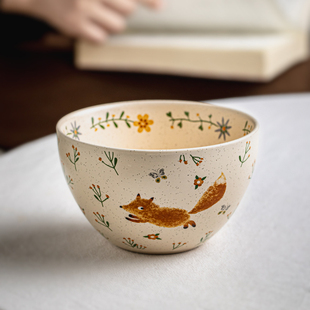 芦苇〖酷跑狐〗4.5英寸芝麻釉陶瓷碗特色糖水碗家用米饭碗甜品碗