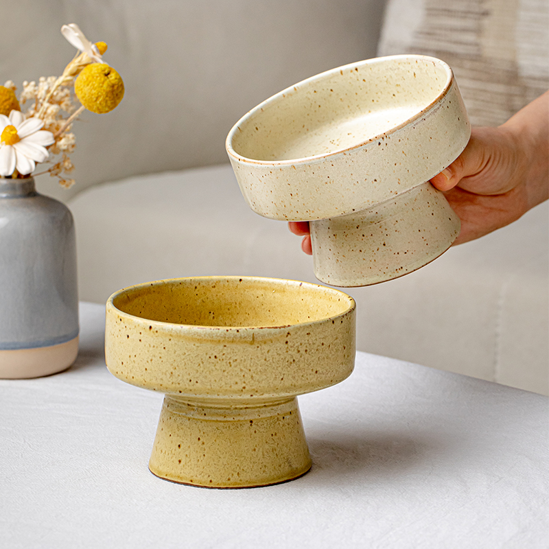 5英寸高脚陶瓷果盘茶点盘