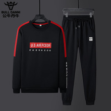 新款 公牛丹尼休闲男装 2019秋季 衣服裤 子一套 运动休闲套装 韩版