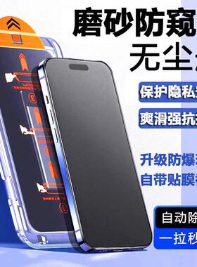适用苹果iPhone17promax/16e/15plus康宁钢化膜无尘仓秒贴磨砂防窥手机膜14/13/12/11pro防爆xsmax/xr抗指纹