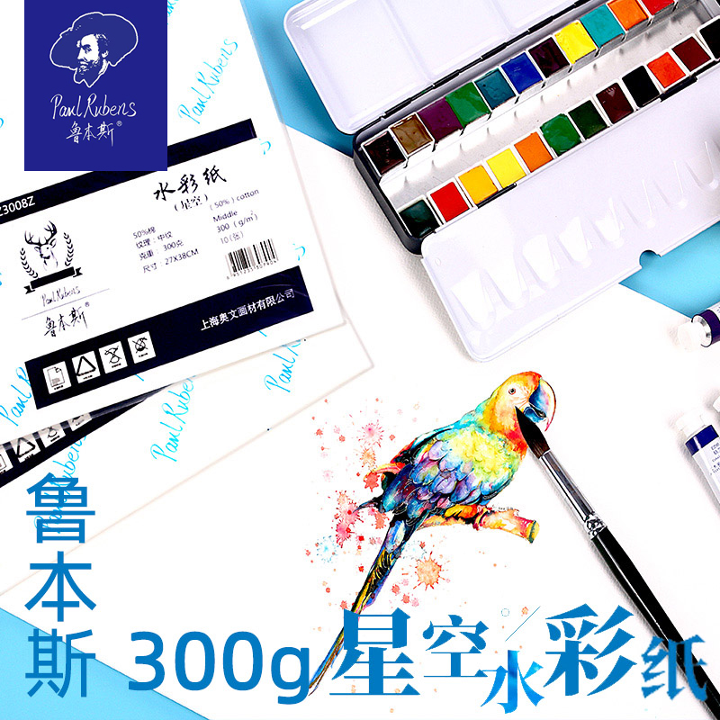 鲁本斯水彩纸星空系列50%棉浆32k16开8k四开细纹水彩纸300g中纹粗纹星空水彩纸散装4k八开水彩画纸中粗纹32开