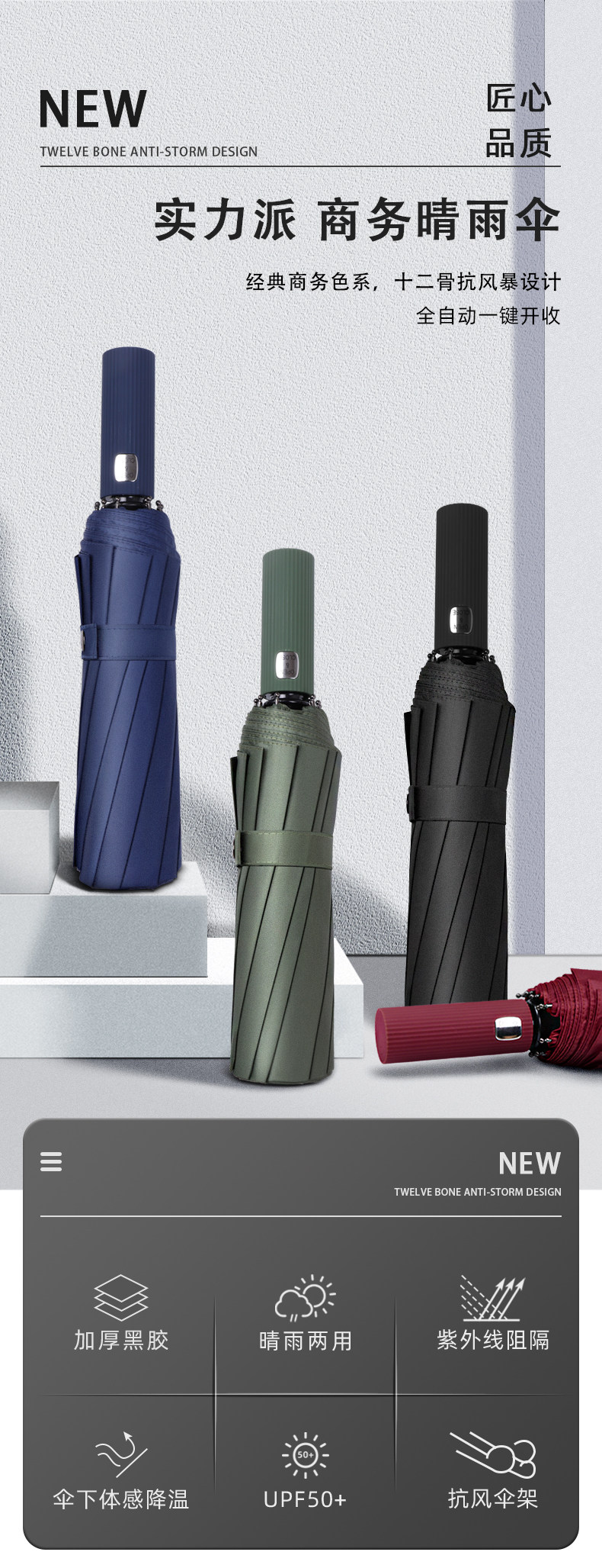 84骨雨伞男士女折叠全自动男生超大号加固防风车载两用学生简约