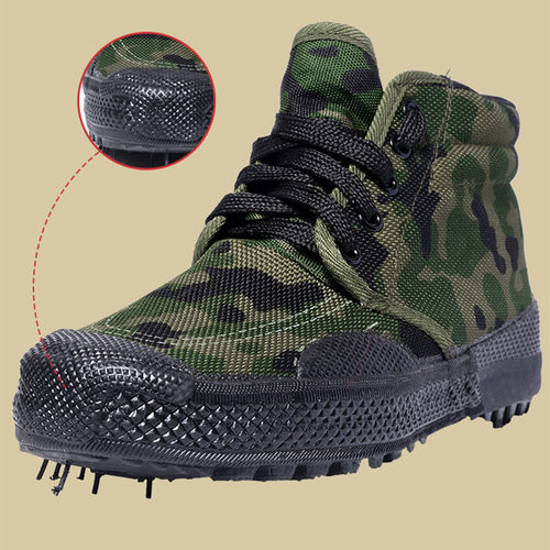 加厚软底胶鞋劳保耐磨高帮迷彩鞋
