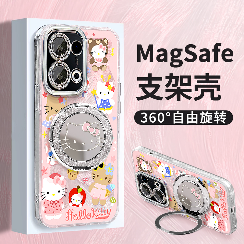 适用reno14羽纱壳满屏kt猫手机壳