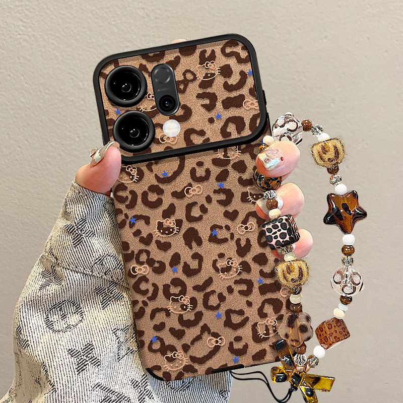 适用reno14大视窗豹纹猫咪手机壳