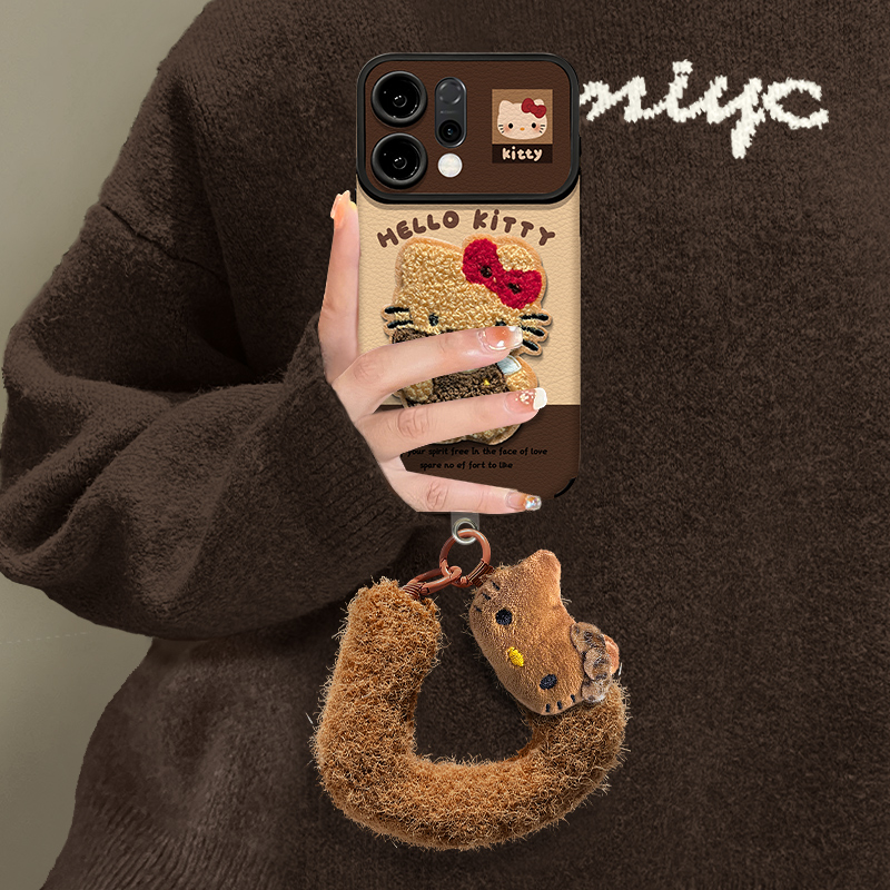 适用reno14大视窗毛绒猫咪手机壳